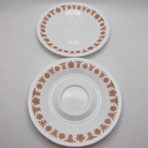 Vintage Corelle by Corning Butterfly Gold Set Of 2 Saucers 6 1/4"